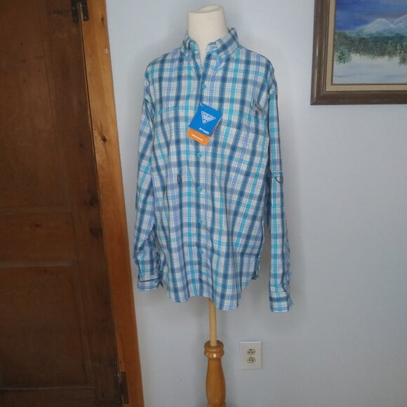 NWT mens Columbia PFG Omni shade button down shirt performance fishing gear S - Picture 2 of 16